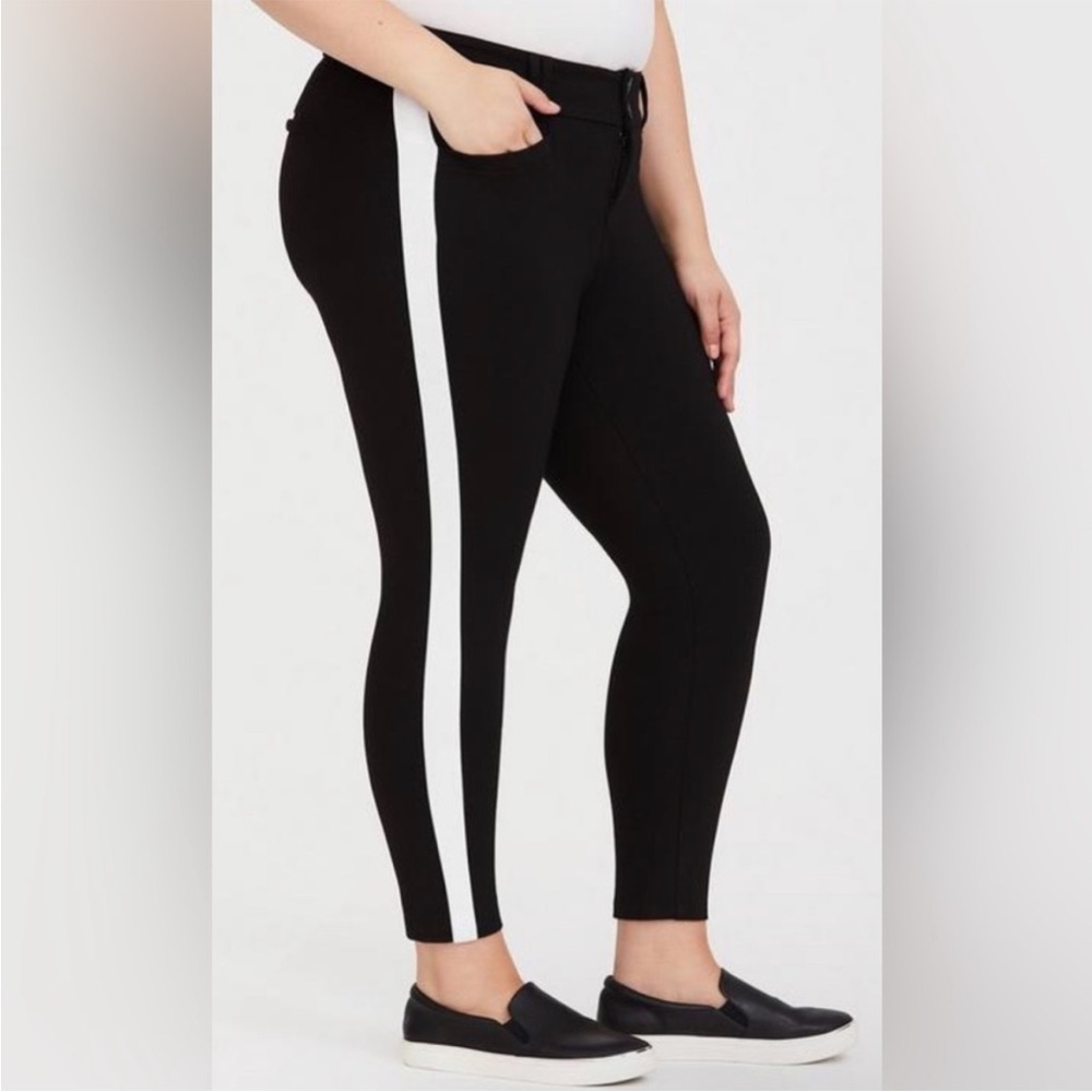 torrid Black Ankle Pants with White Side Stripe